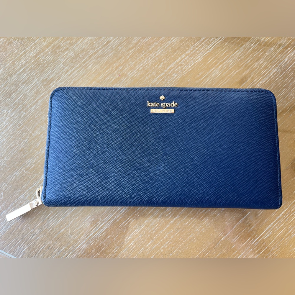 Kate Spade Navy Wallet with Gold Accents